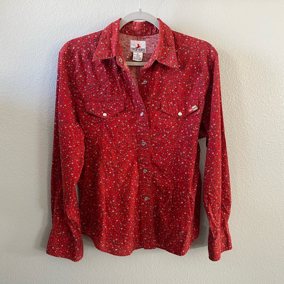 Liz Claiborne Tops Crazy Horse Vintage Ditsy Floral Pearl Snap